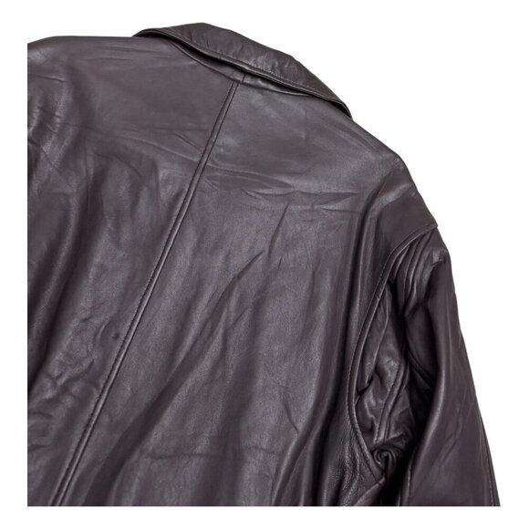 ANDREW MARC LEATHER Luxury Designer Brown Business Casual Coat Womens Large - Picture 5 of 7